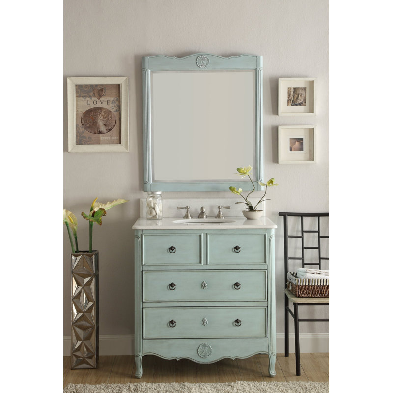 Ophelia & Co. Nallely 34" Single Bathroom Vanity Set with Mirror